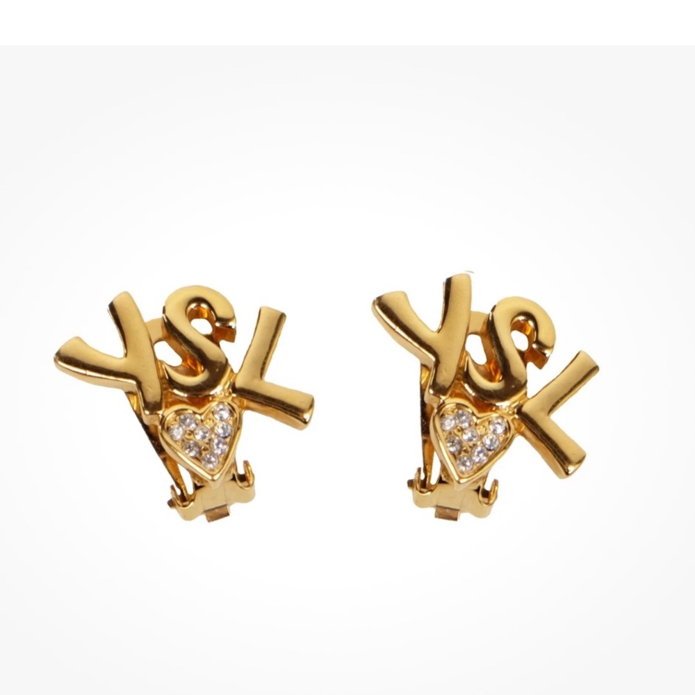 Saint Laurent Gold YSL Earrings